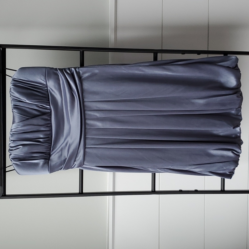 Satin Strapless Dress Silver